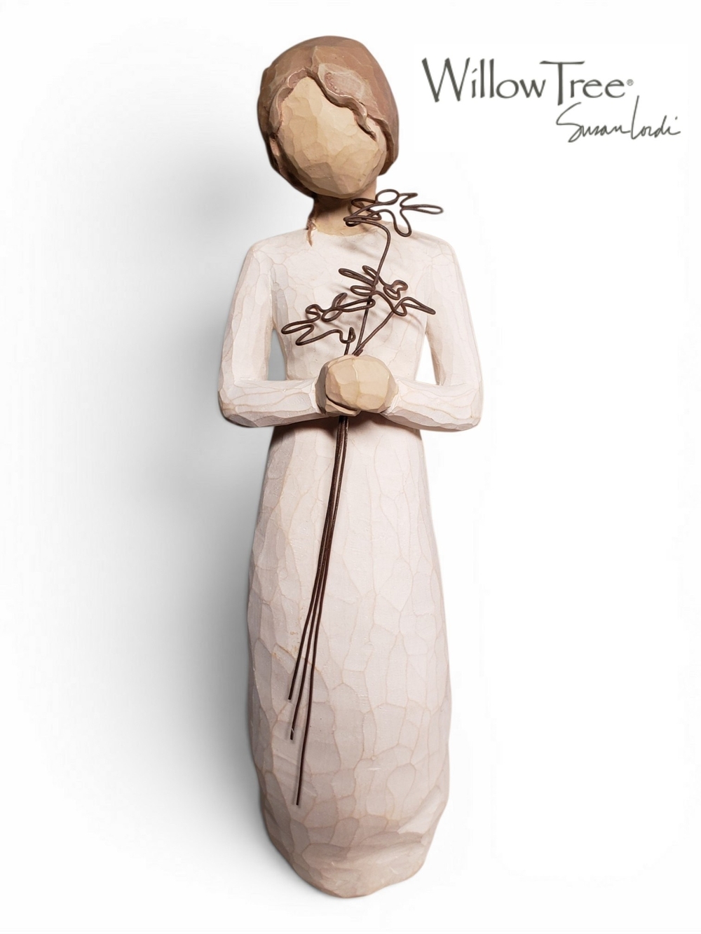 Willow Tree 9 Inch "Grateful" Figure Holding Wire Flowers